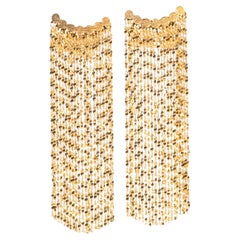 18K Gold Long "Hula Skirt" Fringe Earrings 4.89g R3243