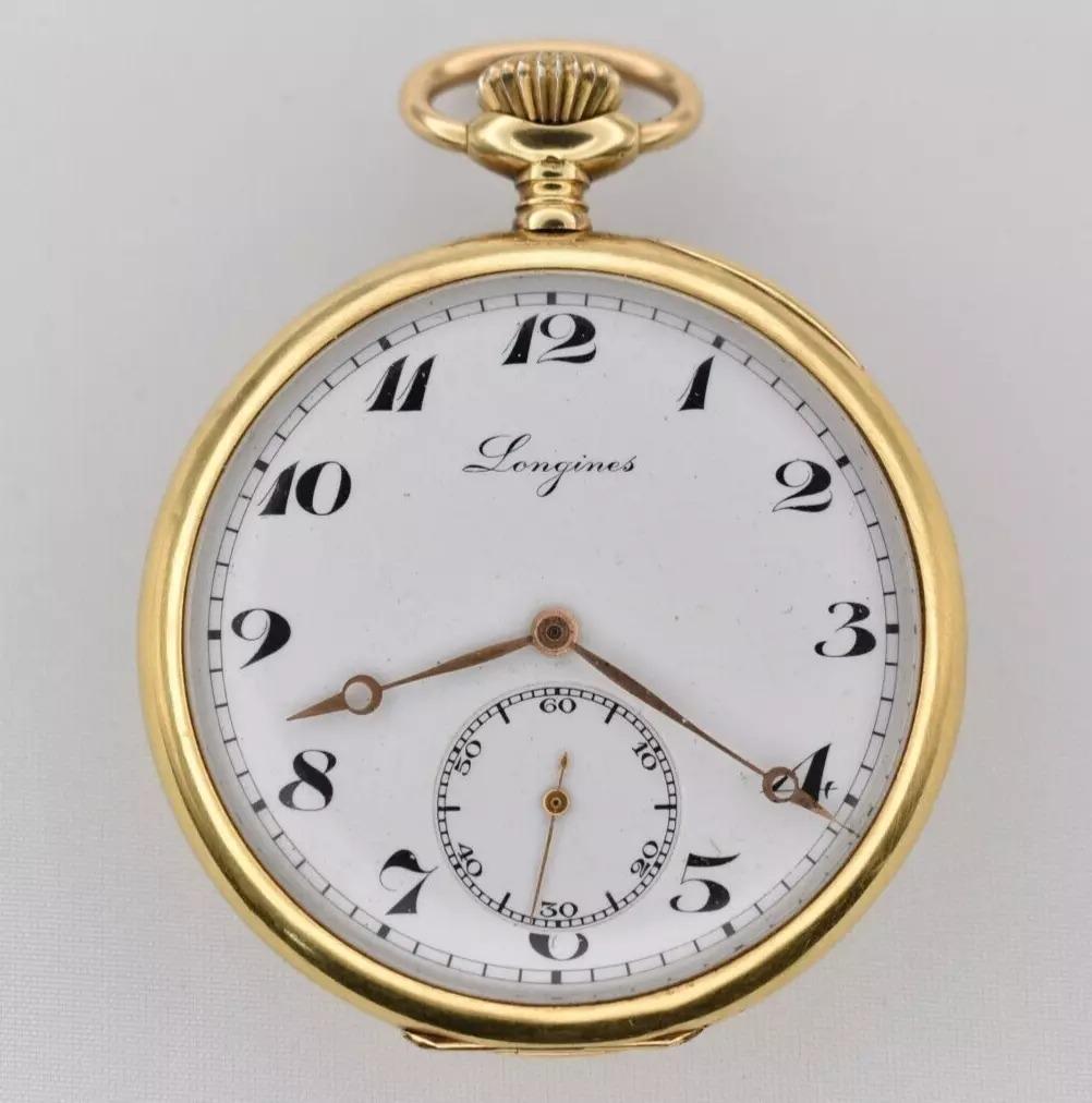 De los hombres Reloj de bolsillo abierto Longines 7 Grand Prix de oro de 18 quilates