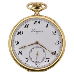 Montre de poche ouverte Longines 7 Grand Prix en or 18k