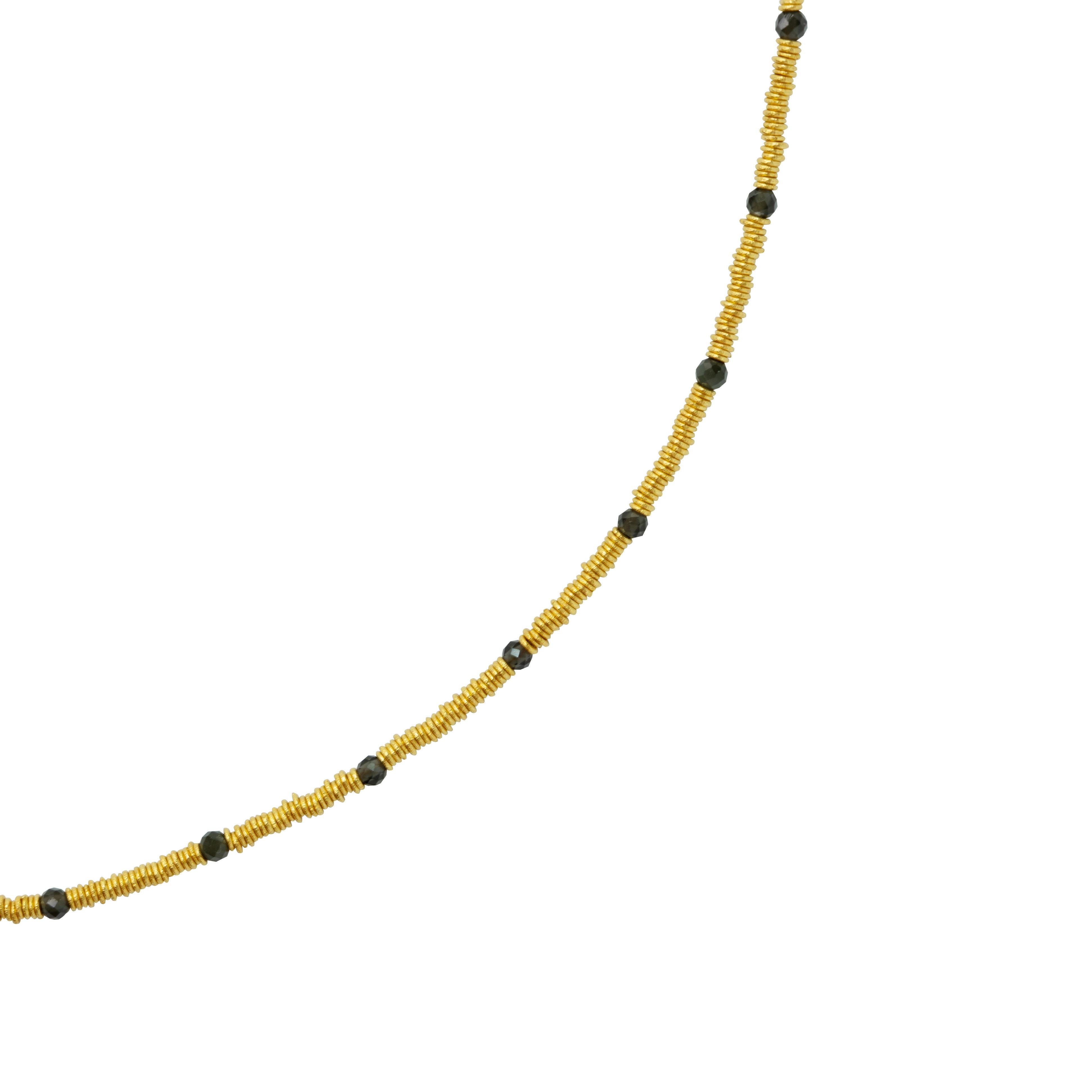 18K Gold Lose Spirale Obsidian Halskette - von Bombyx House Damen im Angebot