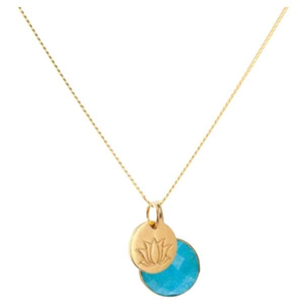 Contemporary 18K Gold Lotus Amulet + Carnelian Sacral Chakra Pendant Necklace For Sale