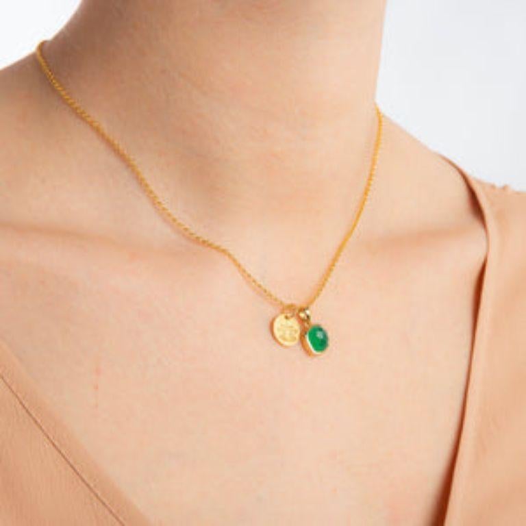 18K Gold Lotus Amulet + Green Onyx Heart Chakra Pendant Necklace For Sale 4
