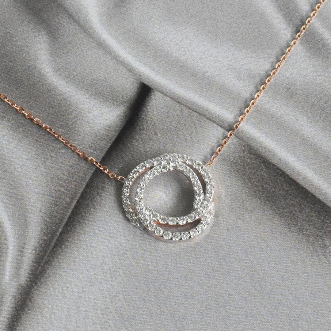 Women's or Men's 18k Gold Love Knot Diamond Pendant Necklace Diamond Love Necklace For Sale
