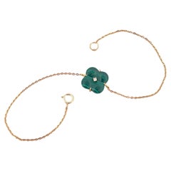 18K Gold Malachite Four Clover Natural Diamond Bracelet