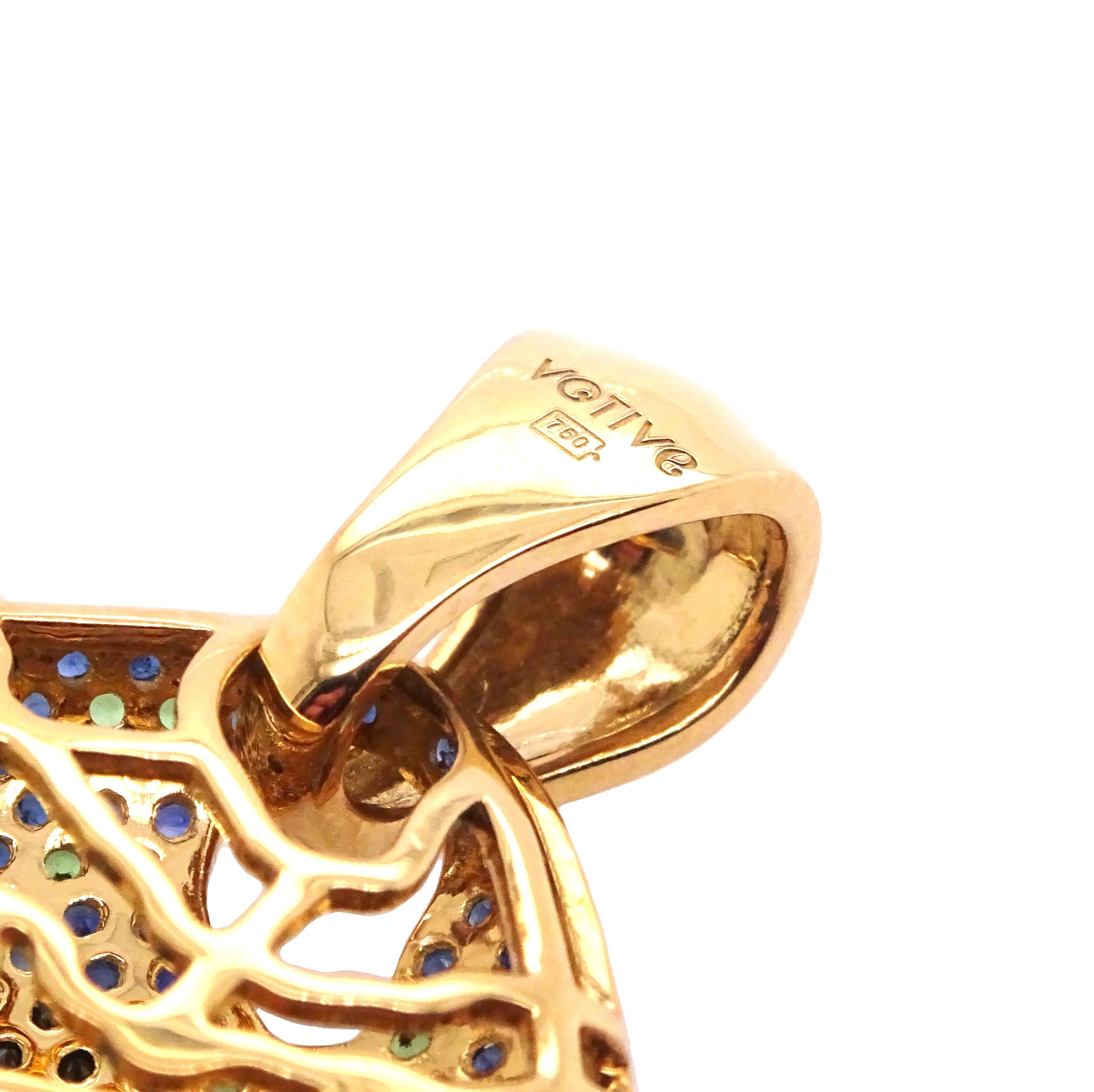 Pendentif dragon mandarin en or 18 carats avec diamants, saphirs et tsavorites Neuf - En vente à ประเวศ, TH
