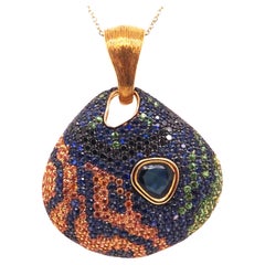 18K Gold Mandarin Dragonet Pendant with Diamonds, Sapphires and Tsavorites