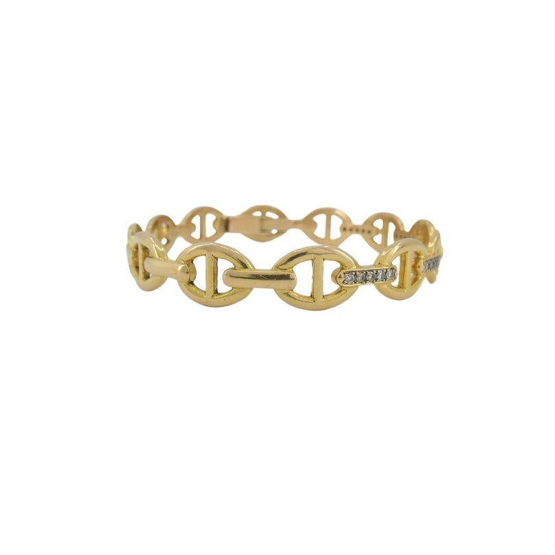 18k Gold Mariner Diamond Cuff Bracelet In Good Condition For Sale In Beverly Hills, CA