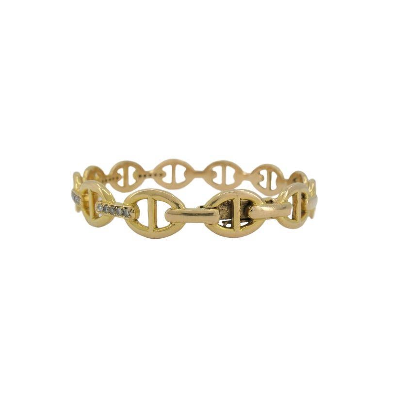 Women's or Men's 18k Gold Mariner Diamond Cuff Bracelet For Sale