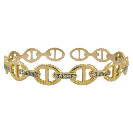 18k Gold Mariner Diamond Cuff Bracelet For Sale