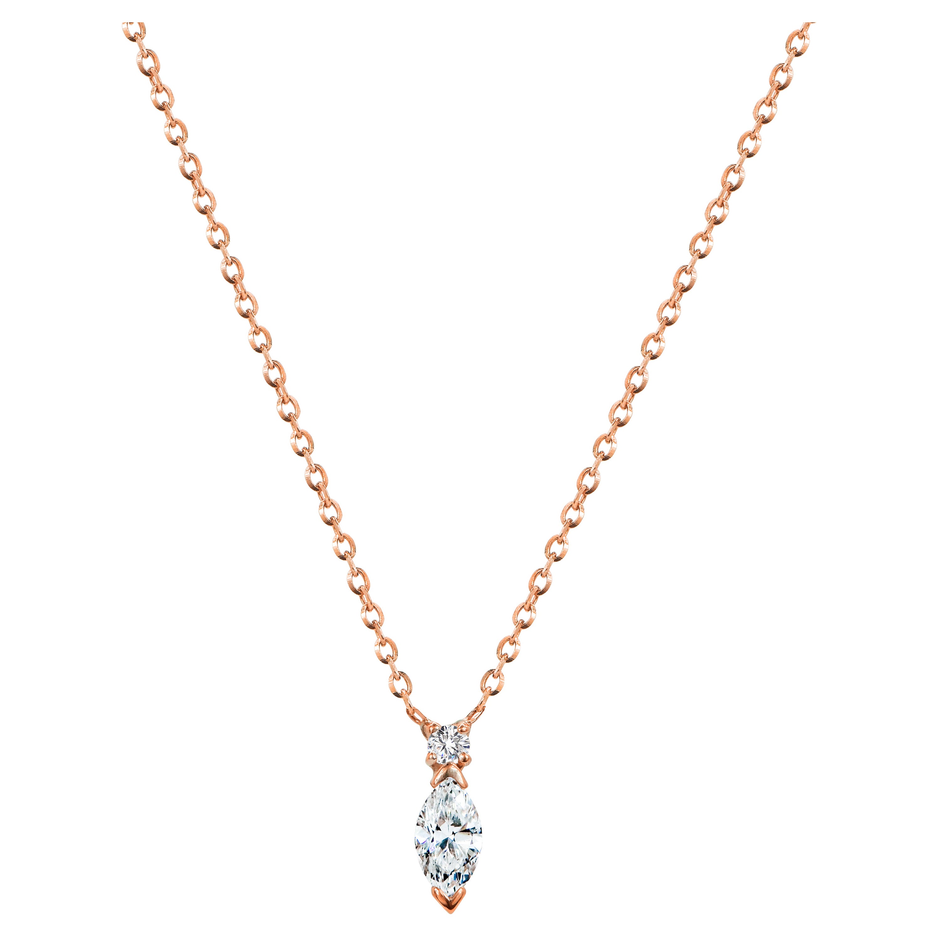 Diamant-Halskette aus 18 Karat Gold mit Marquise-Schliff