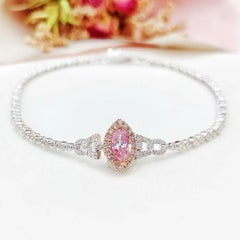 18K Gold Marquise-Cut Fancy Pink Diamond & Diamond Bracelet