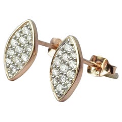 18k Gold Marquise Diamond Earrings Minimal Diamond Earrings