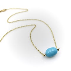 18K Gold Me & Ro Vintage Turquoise Bead Necklace