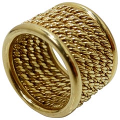 Gold Ring mesh Band Circa 1980s 