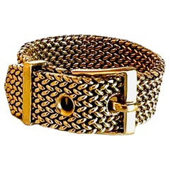 Vintage 18k Gold Mesh Flexible Belt Buckle Ring