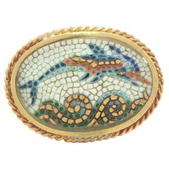 18k Gold Micro Mosaic Multi Color Enamel Work Jumping Dolphin Saddle Ring