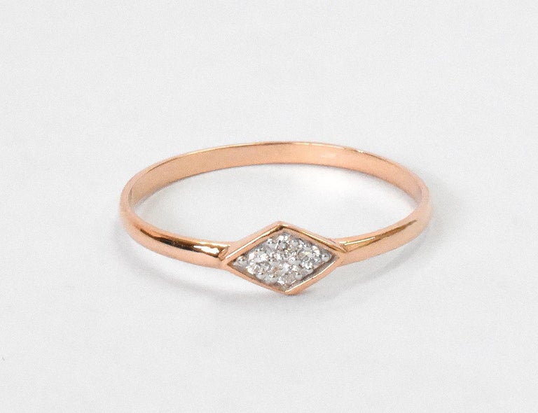 Customizable 18k Gold Micro Pave Diamond Ring Dainty Diamond Ring