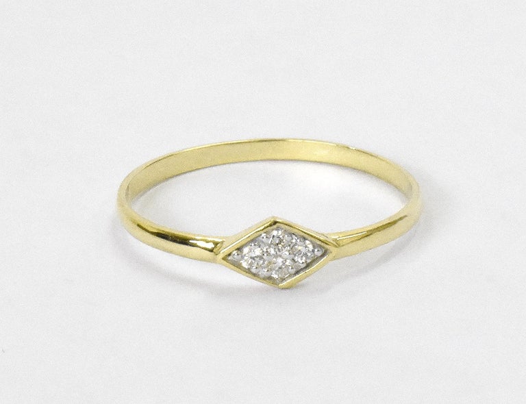 Customizable 18k Gold Micro Pave Diamond Ring Dainty Diamond Ring