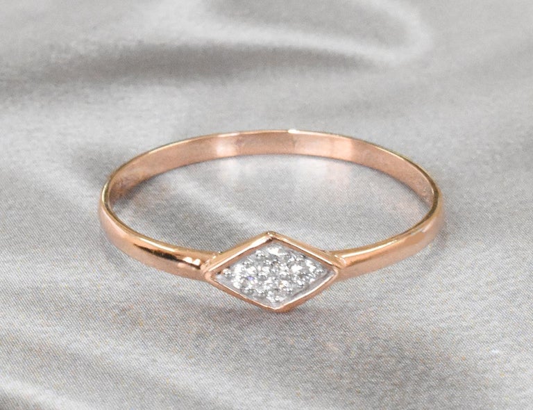 Customizable 18k Gold Micro Pave Diamond Ring Dainty Diamond Ring