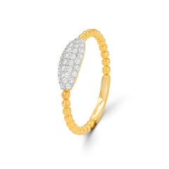 18k Gold Micro Pave Diamond Wedding Ring Dainty Cluster Diamond Ring