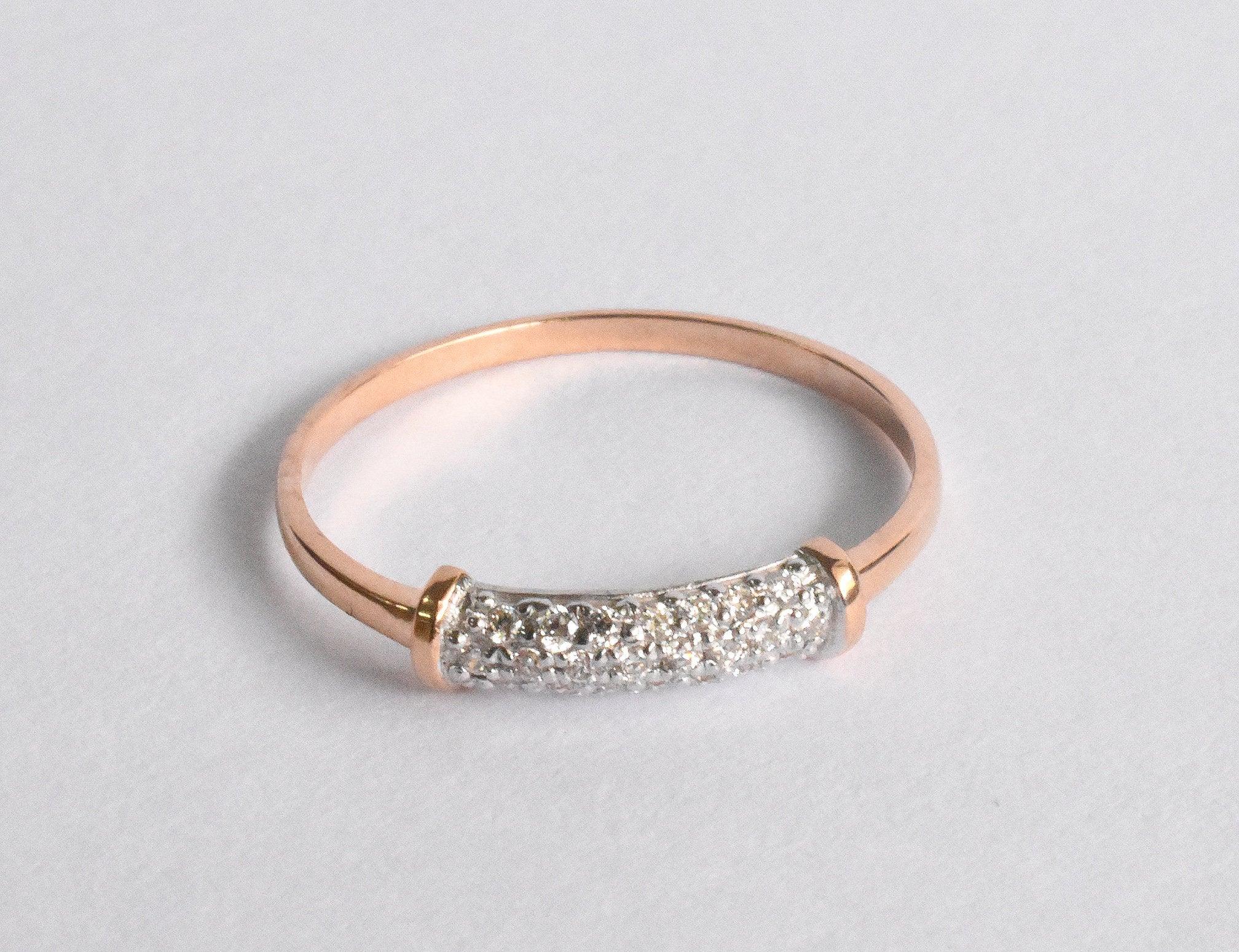 For Sale:  18k Gold Micro Pave Wedding Diamond Ring Half Eternity Diamond Ring 4