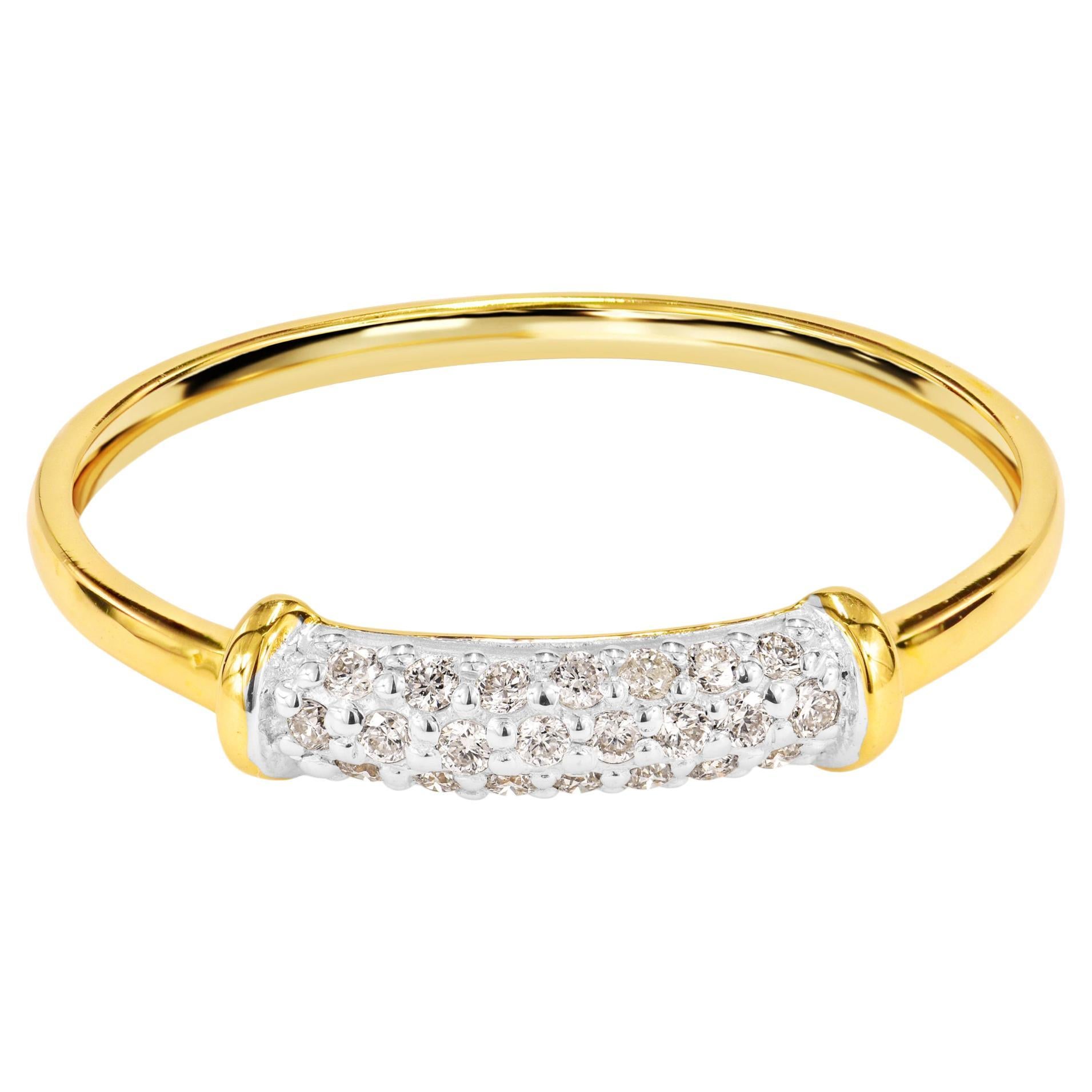 Alianza de diamantes de oro de 18 quilates con micropavé Media Alianza de diamantes eterna
