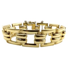 18K Gold Mid Century French Square Link Bracelet