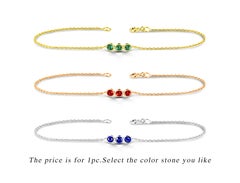 18K Gold Minimalist Bracelet Trio Emerald Ruby Sapphire Bracelet