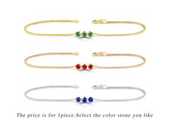 18K Gold Minimalist Bracelet Trio Emerald Ruby Sapphire Bracelet
