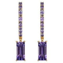 boucles d'oreilles modernes en or 18K avec anneau en tanzanite et disthène