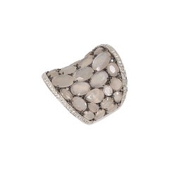 18k Gold Moonstone Diamond Ring