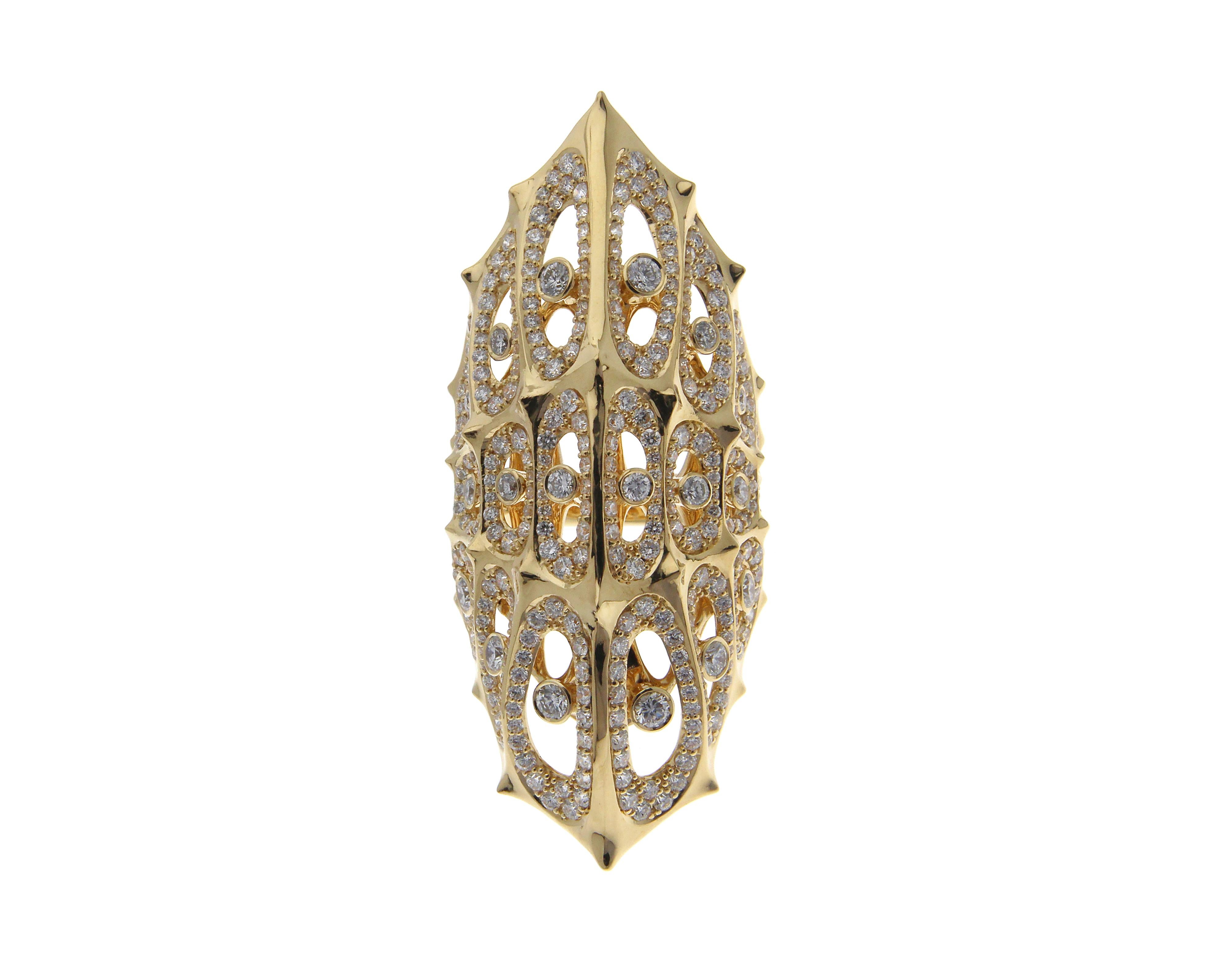 High Victorian 18 Karat Gold Morphogen Shield Ring by John Brevard For Sale