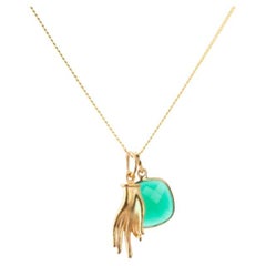 18K Gold Mudra Amulet + Amethyst Crown Chakra Pendant Necklace