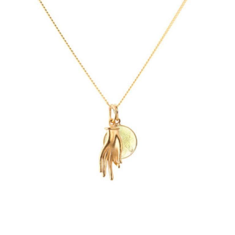 Women's or Men's 18K Gold Mudra Amulet + Amethyst Crown Chakra Pendant Necklace For Sale