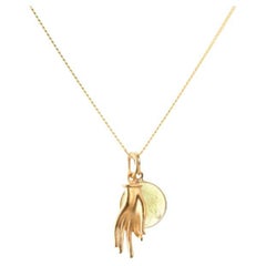 18K Gold Mudra Amulet + Carnelian Sacral Chakra Pendant Necklace