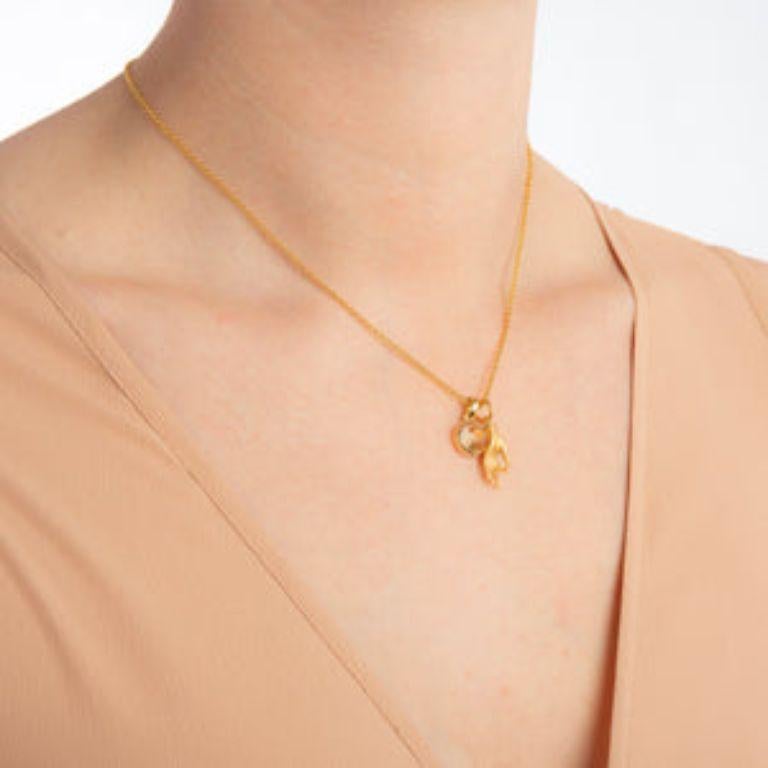 18K Gold Mudra Amulet + Citrine Solar Plexus Chakra Pendant Necklace For Sale 4