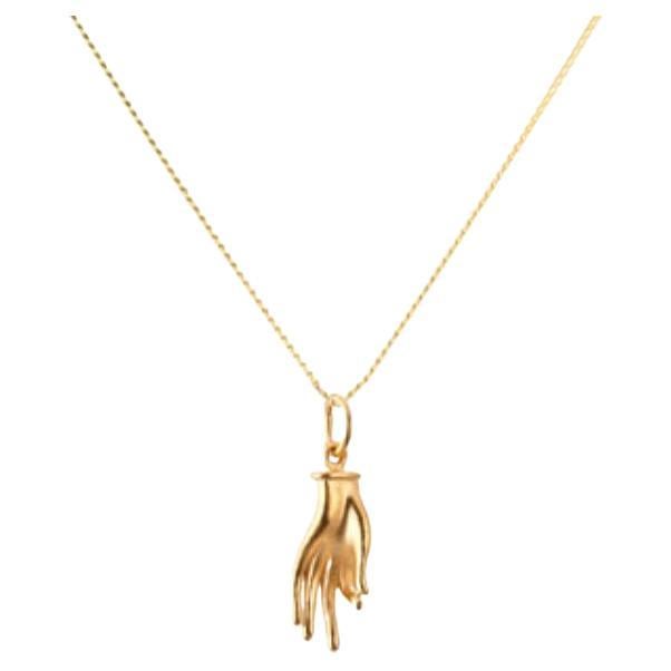 Women's or Men's 18K Gold Mudra Amulet + Citrine Solar Plexus Chakra Pendant Necklace For Sale