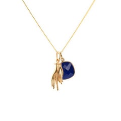 Collier Amulette Mudra en or 18K + pendentif Turquoise Chakra de la gorge
