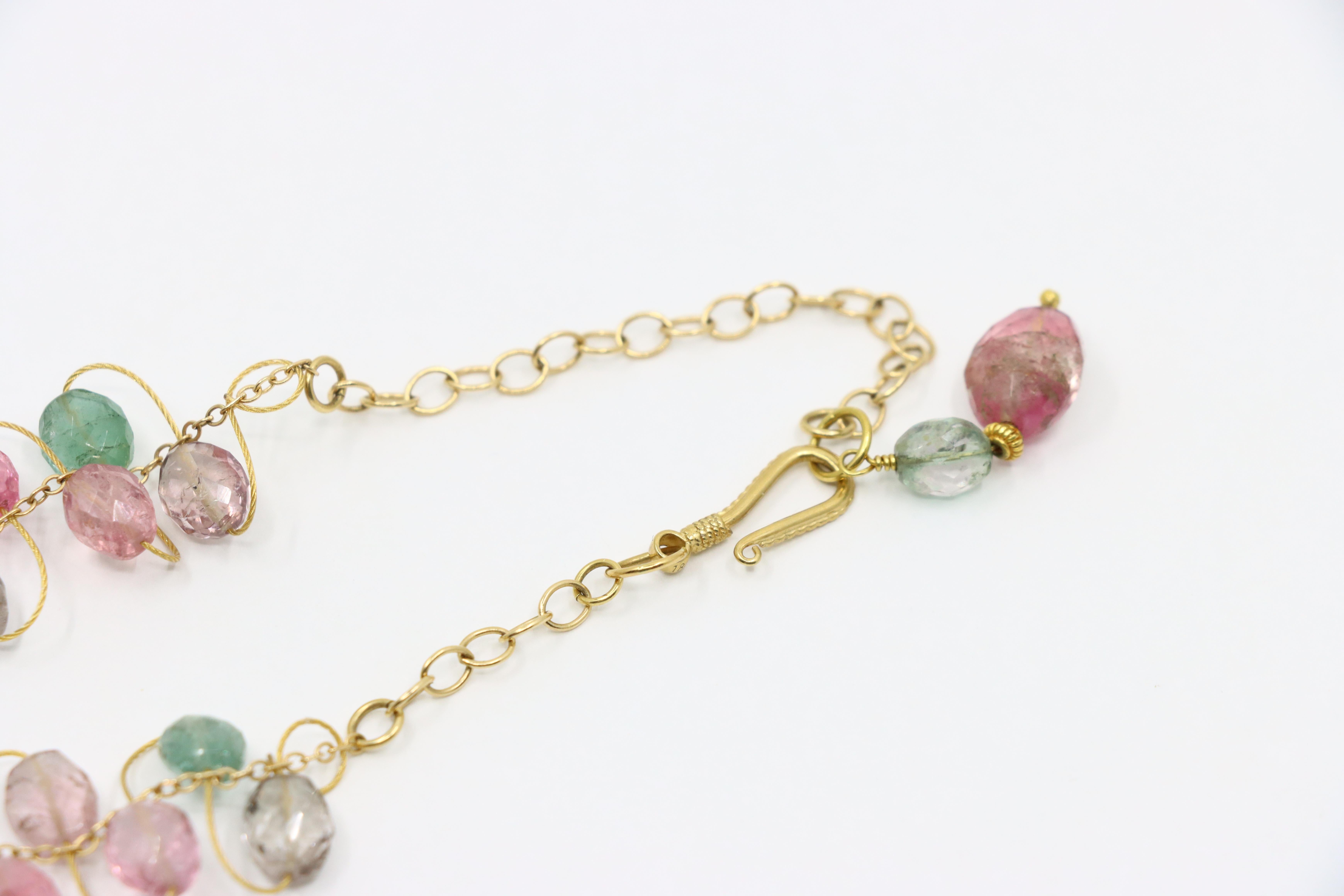 Collana di perle di cristallo multicolore in oro 18K in vendita 6