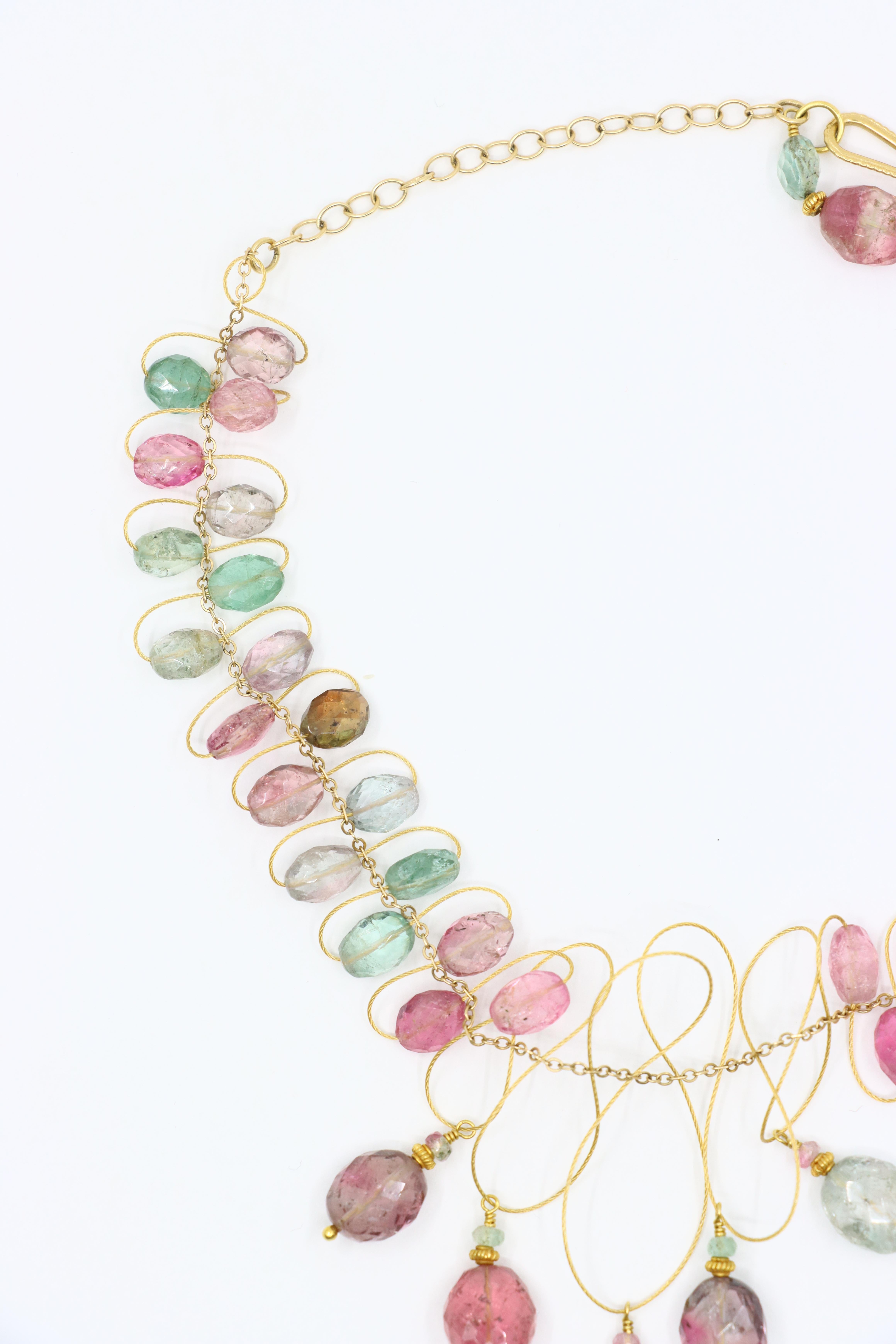 da uomo o donna Collana di perle di cristallo multicolore in oro 18K in vendita