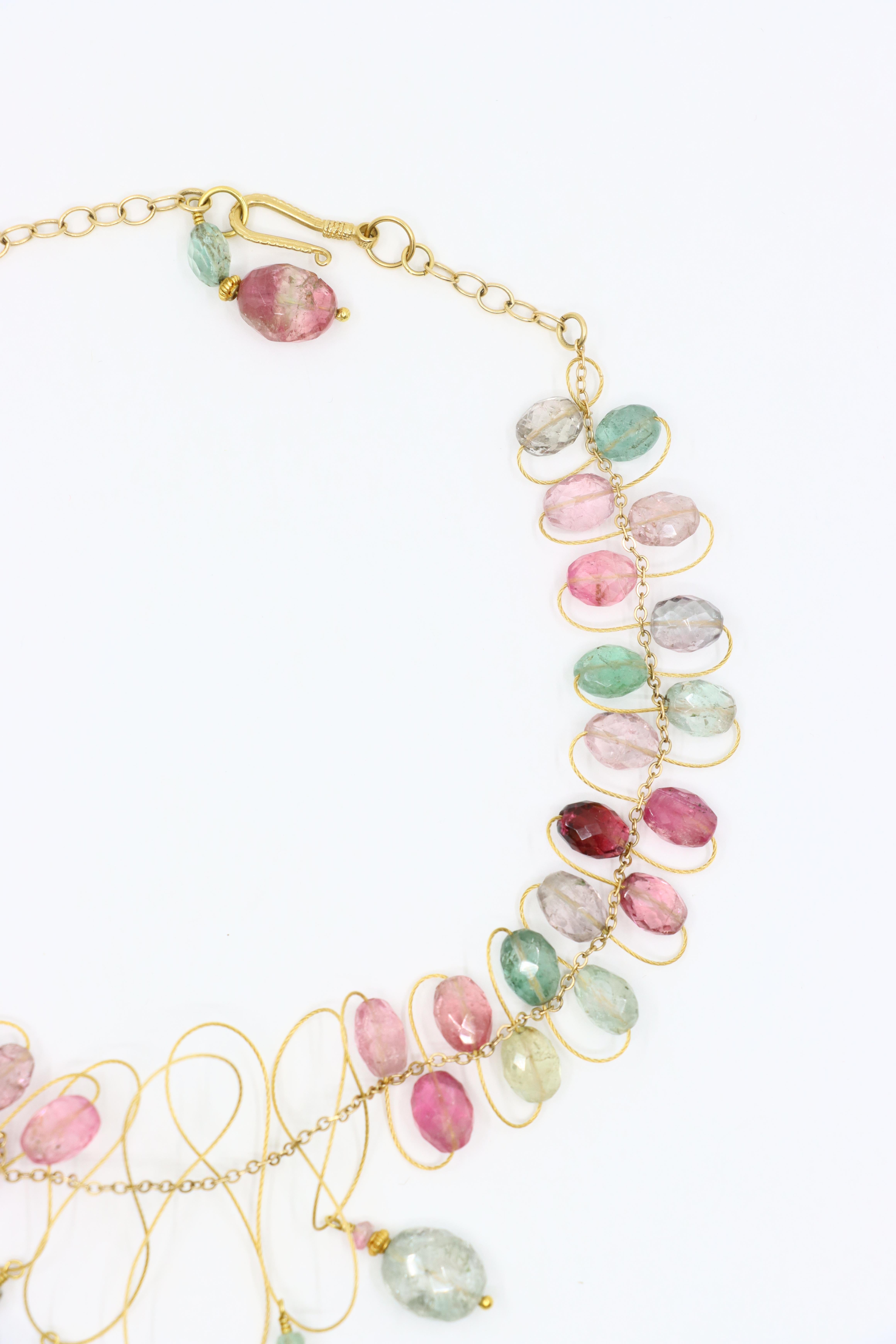 Collana di perle di cristallo multicolore in oro 18K in vendita 1