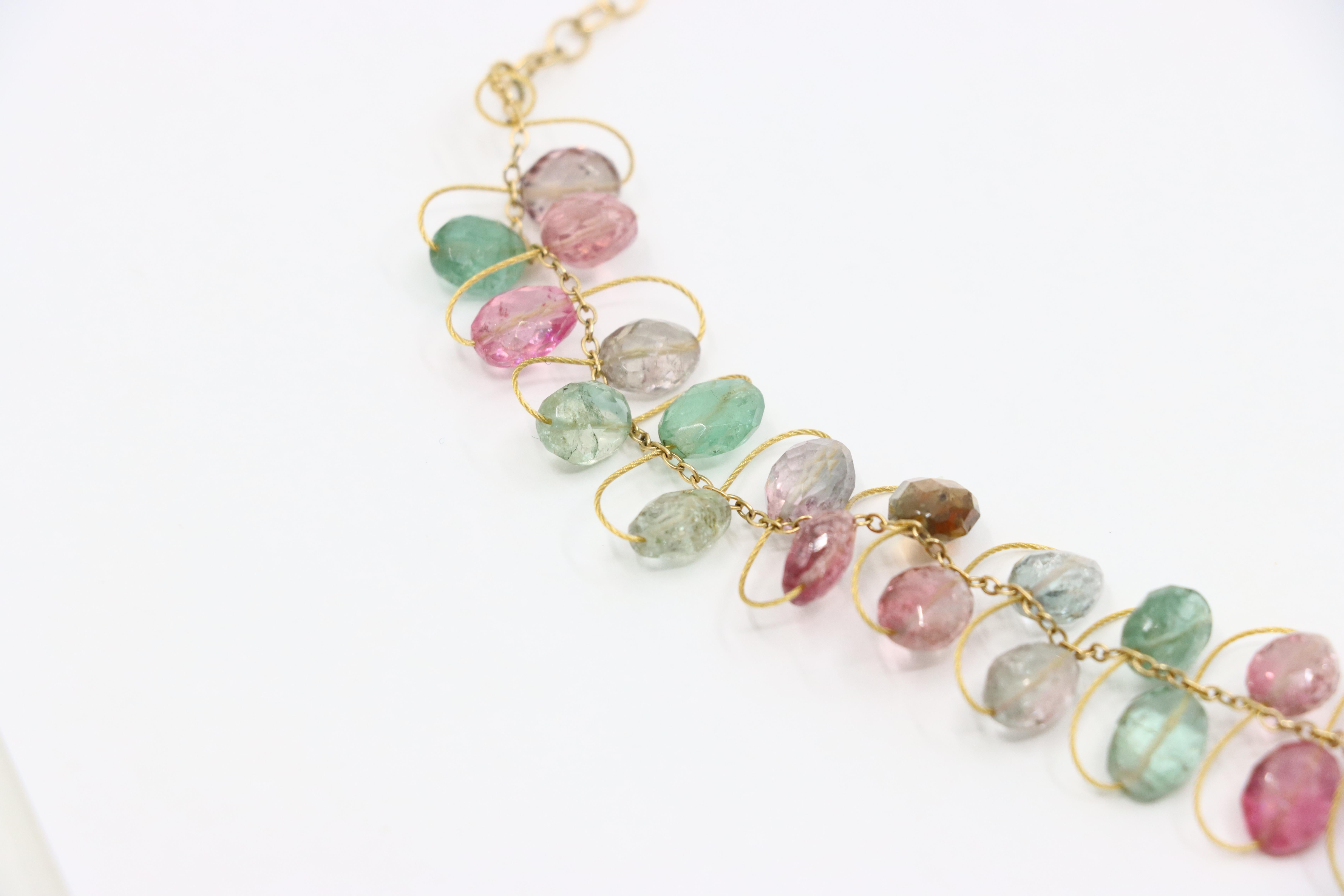 Collana di perle di cristallo multicolore in oro 18K in vendita 4