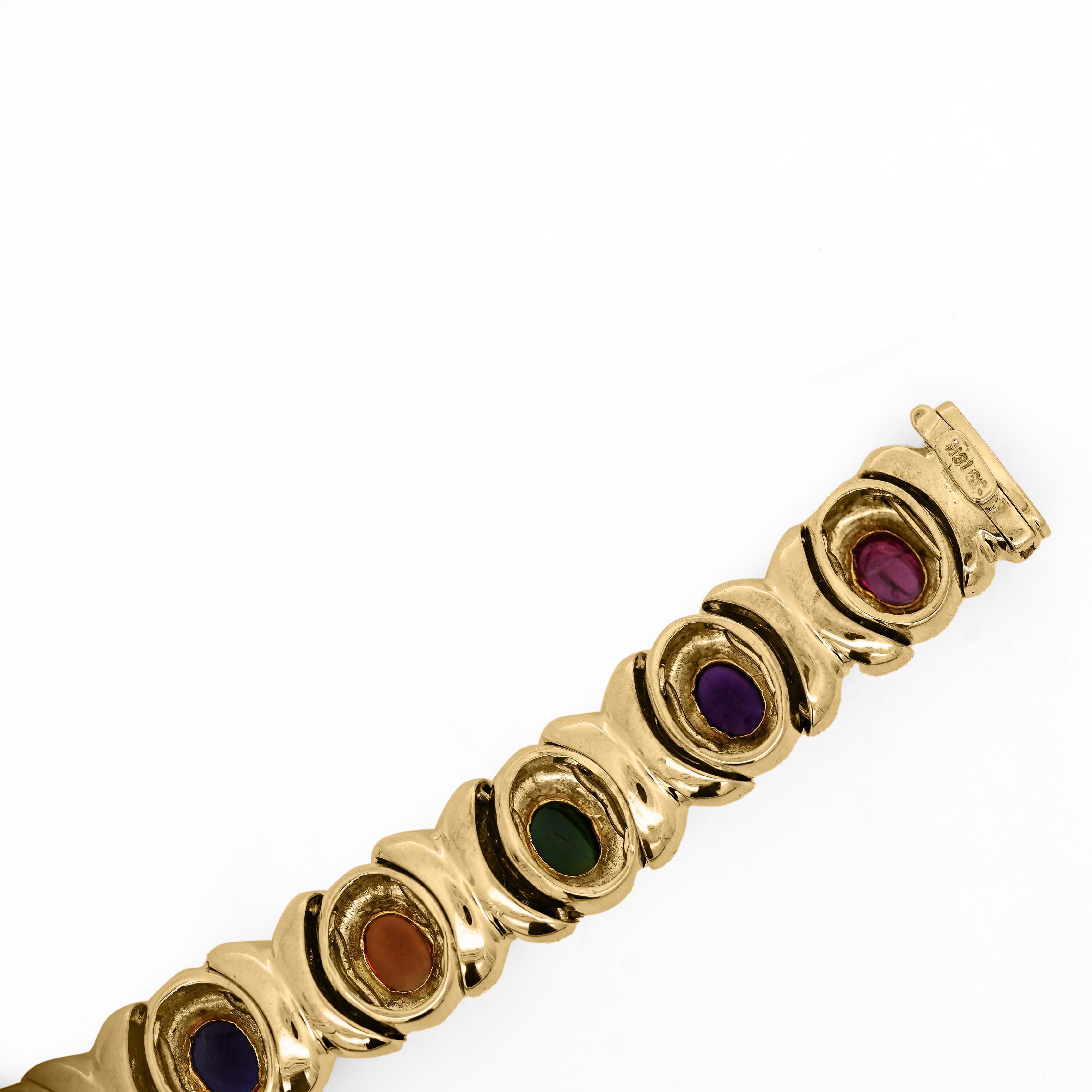 Byzantin Bracelet X en or 18K avec pierres précieuses Vintage Estate en vente