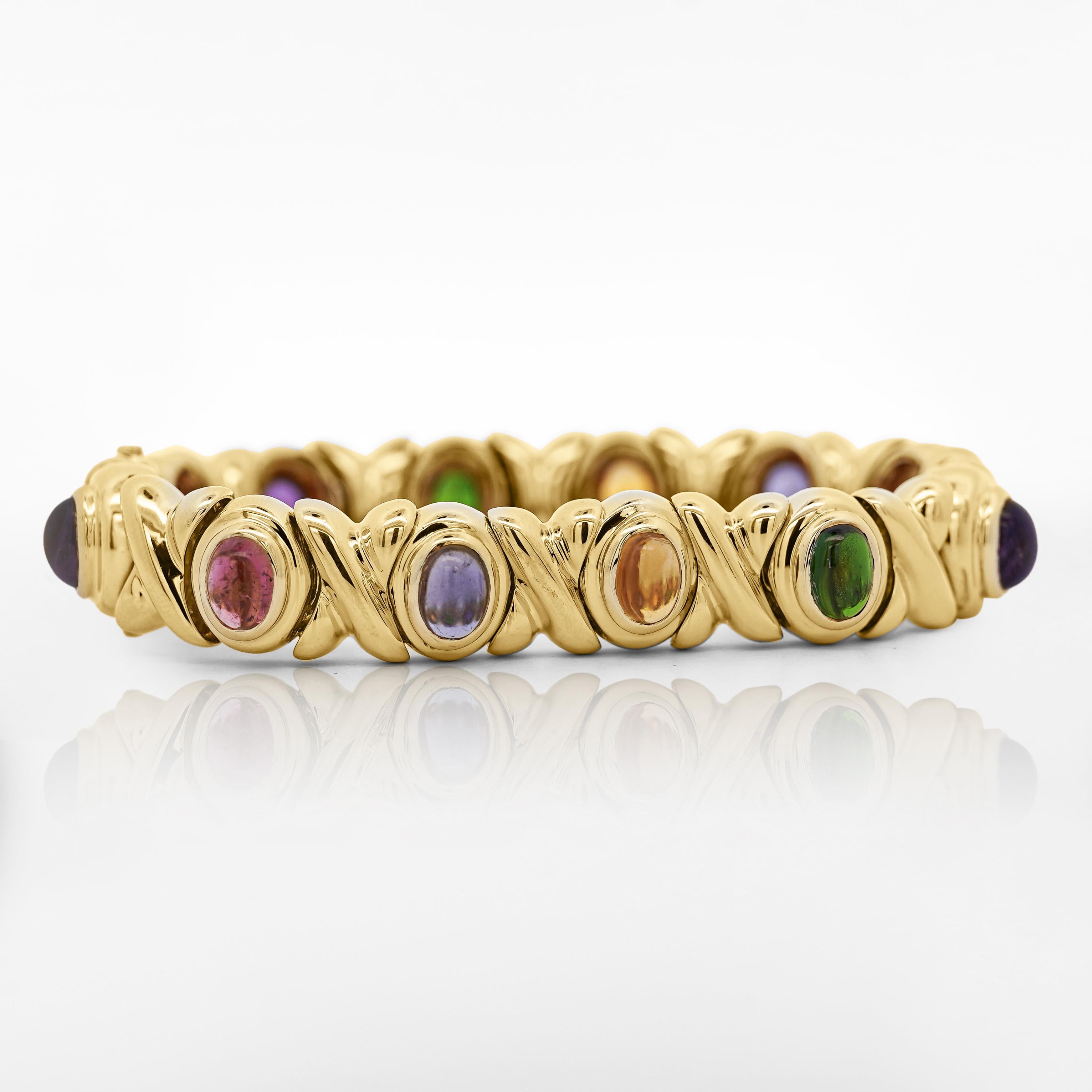 Bracelet X en or 18K avec pierres précieuses Vintage Estate Pour femmes en vente