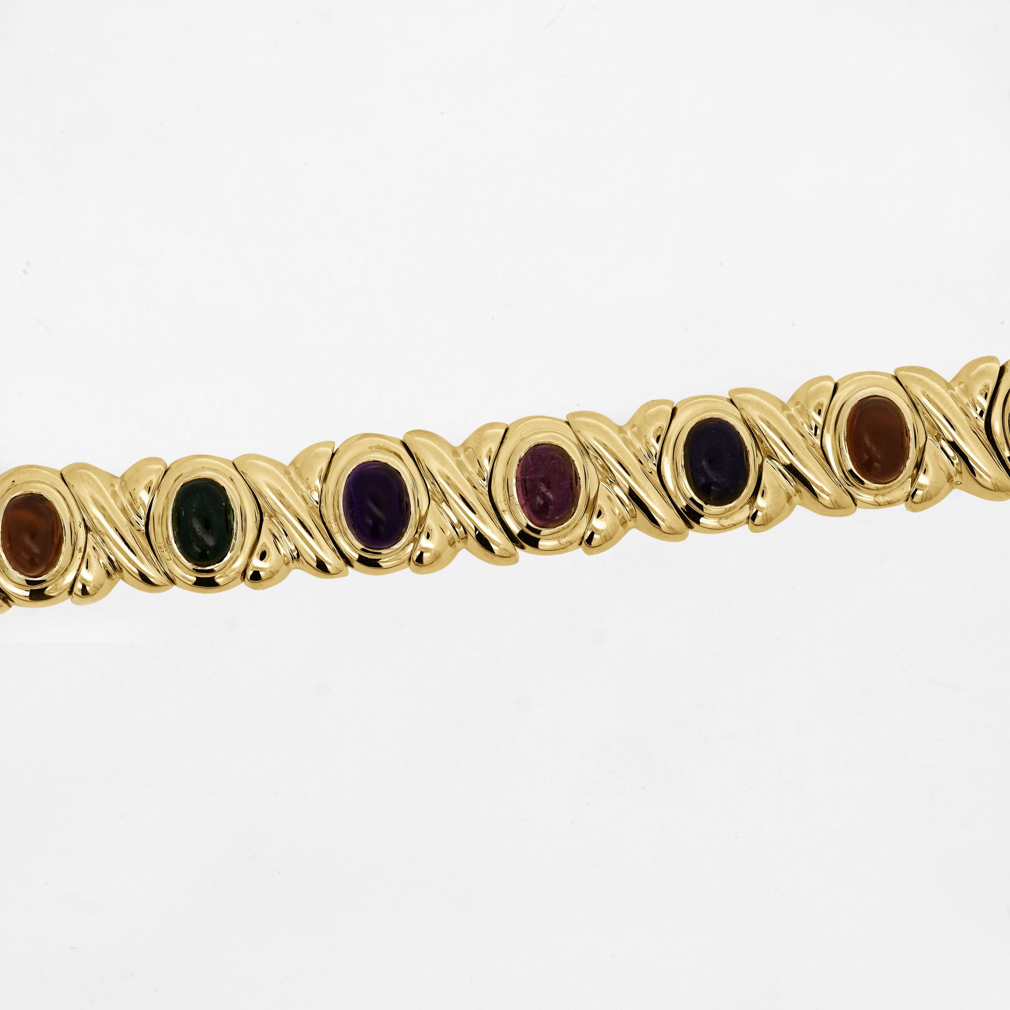 Bracelet X en or 18K avec pierres précieuses Vintage Estate en vente 1