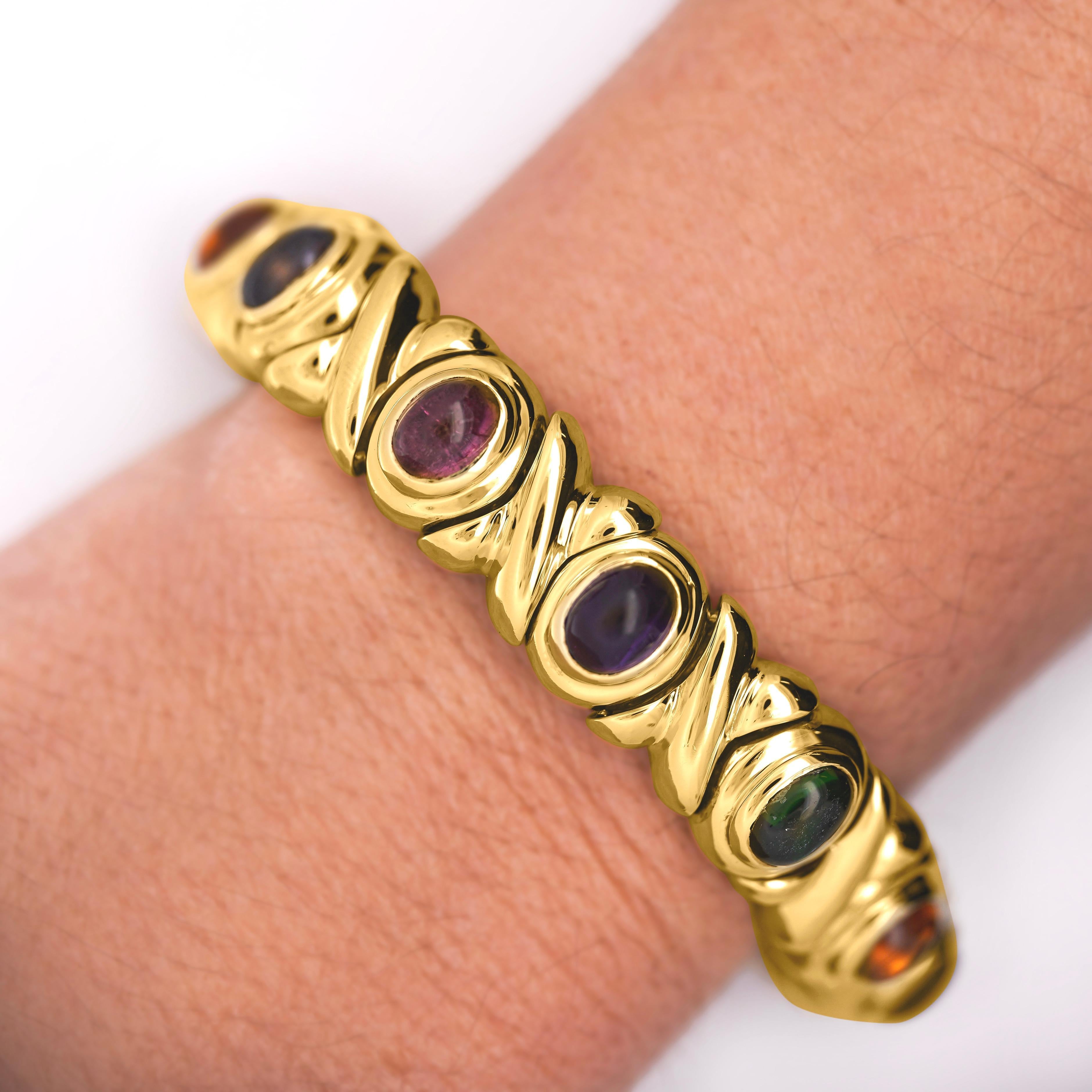 Bracelet X en or 18K avec pierres précieuses Vintage Estate en vente 2