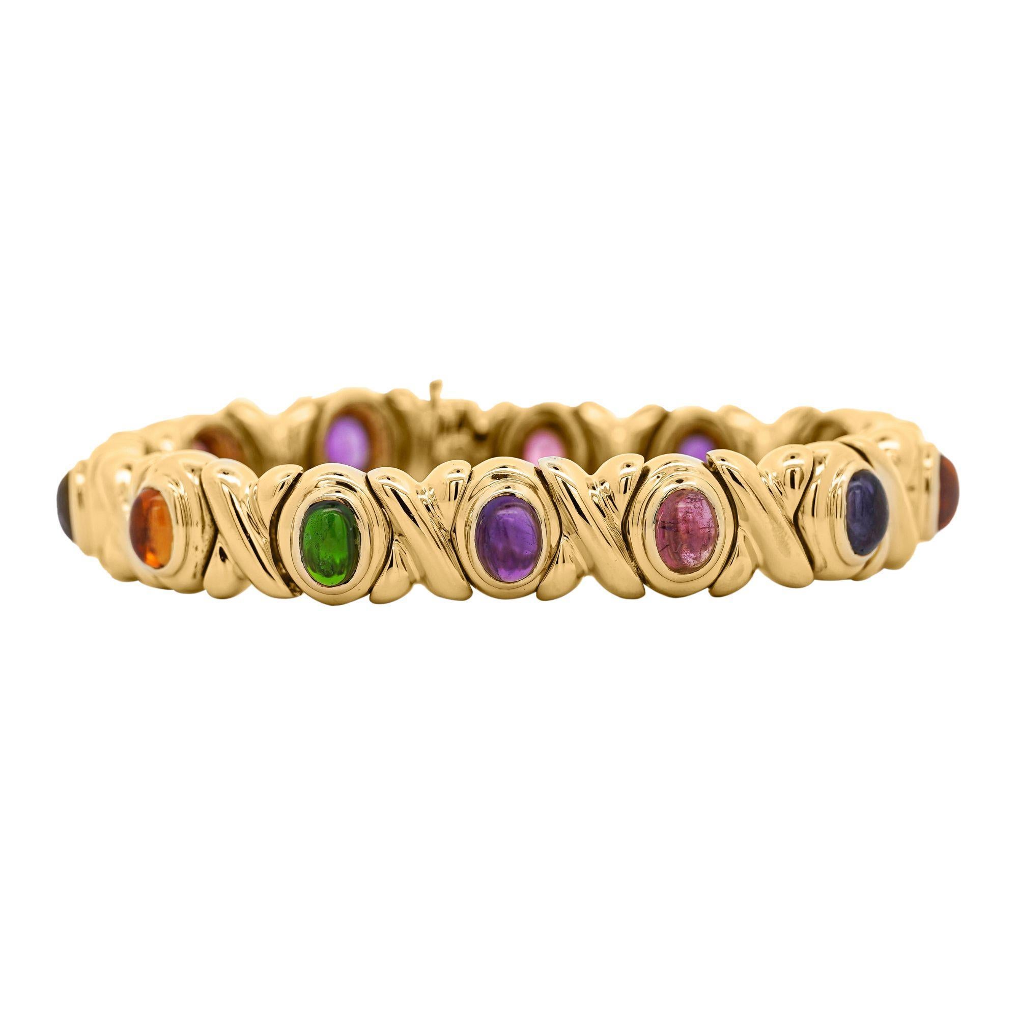 Bracelet X en or 18K avec pierres précieuses Vintage Estate en vente 3