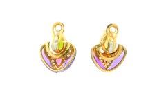 Ohrringe aus 18-karätigem Gold mit verschiedenen Edelsteinen: Peridot, Citrin, Amethyst und Diamant