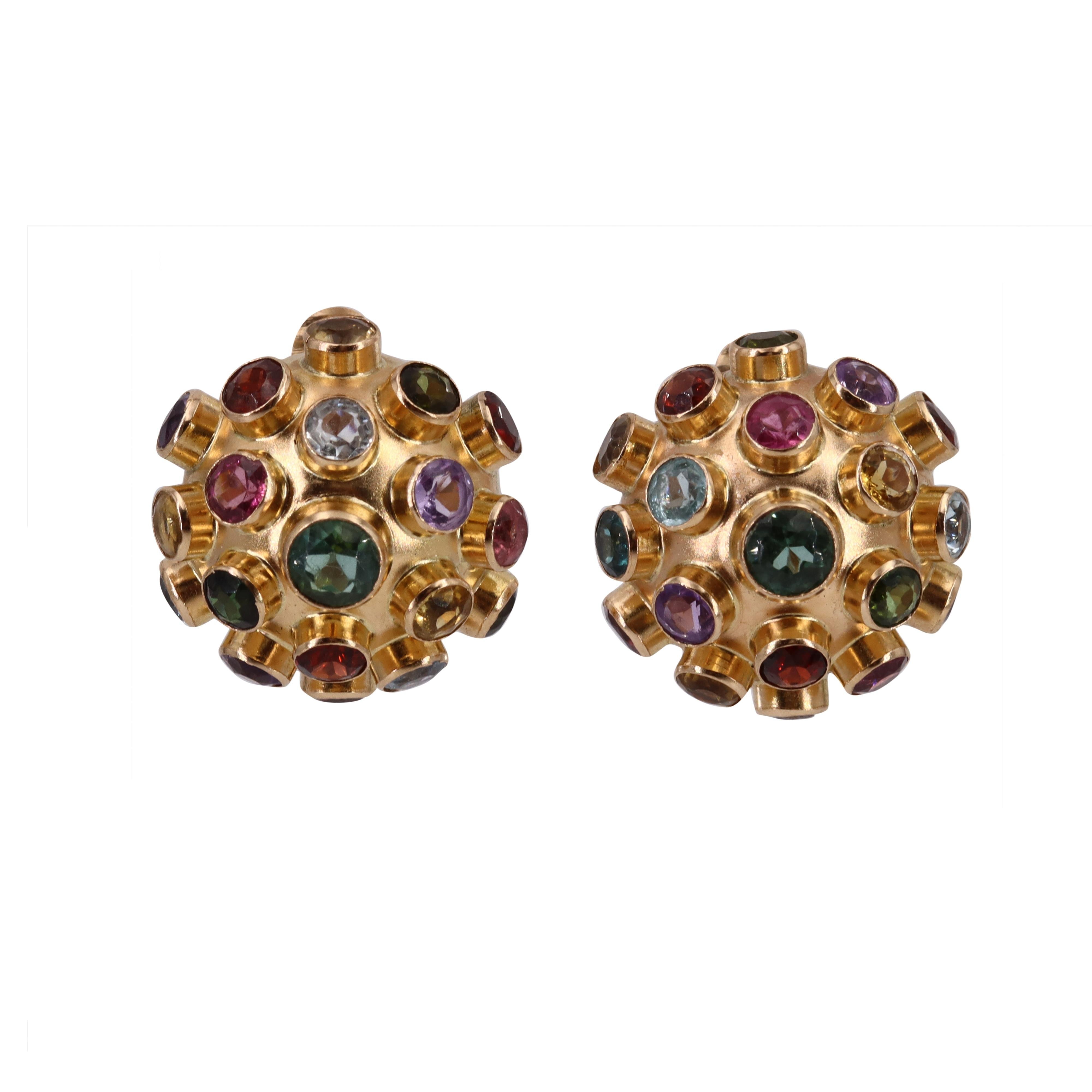 Taglio rotondo Set Sputnik con più pietre in oro 18 carati in vendita