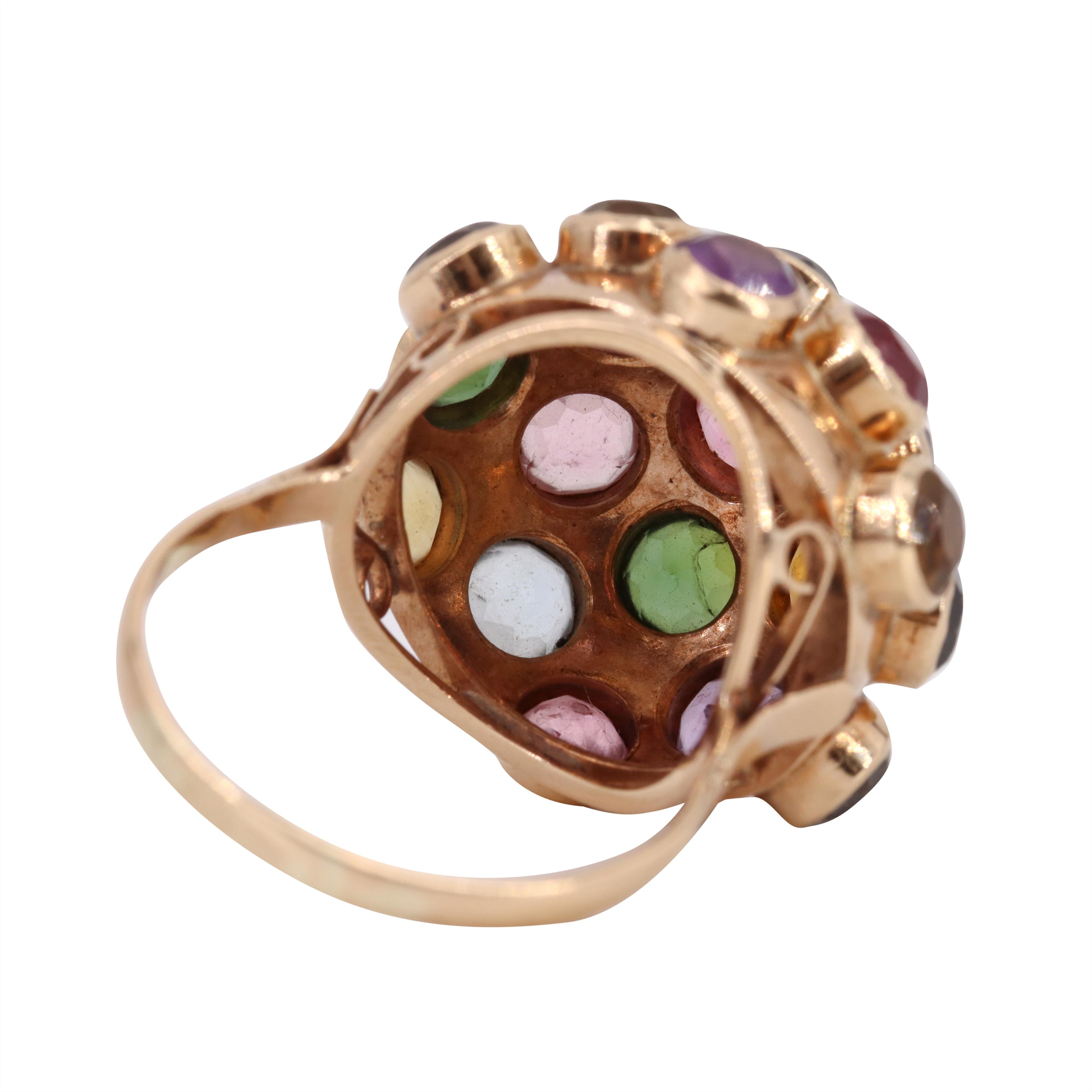 Women's or Men's 18k Gold Multi Gemstones Sputnik Set For Sale